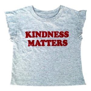 New Gymboree Girls Gray Kindness Matters T-shirt, Size 3T, Short Sleeves
